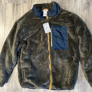 Tommy Bahama Fuzzy Olive Green Jacket with Navy Pocket